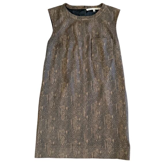Rachel Roy Brown Snakeskin Print Shift Dress XS Sleeveless Pockets Animal Print - Picture 1 of 11